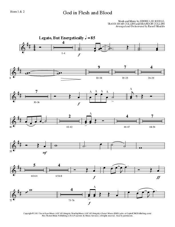 God In Flesh And Blood (Choral Anthem SATB) French Horn 1/2 (Travis Ryan / Lillenas Choral / Arr. Russell Mauldin)