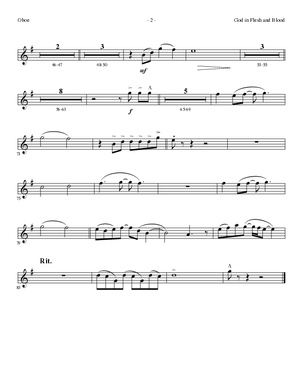 God In Flesh And Blood (Choral Anthem SATB) Oboe (Travis Ryan / Lillenas Choral / Arr. Russell Mauldin)