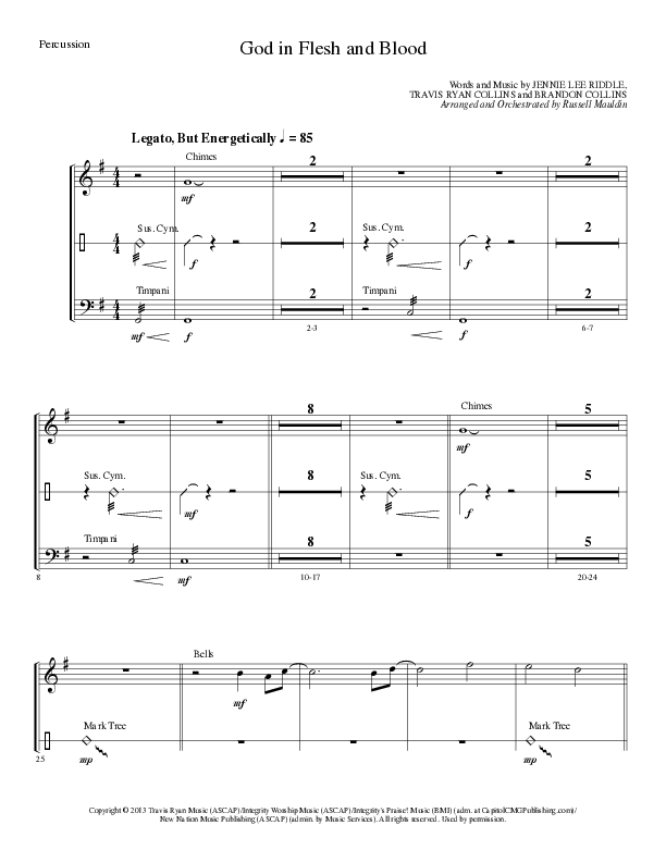 God In Flesh And Blood (Choral Anthem SATB) Percussion (Travis Ryan / Lillenas Choral / Arr. Russell Mauldin)