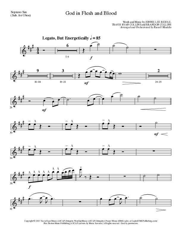 God In Flesh And Blood (Choral Anthem SATB) Soprano Sax (Travis Ryan / Lillenas Choral / Arr. Russell Mauldin)