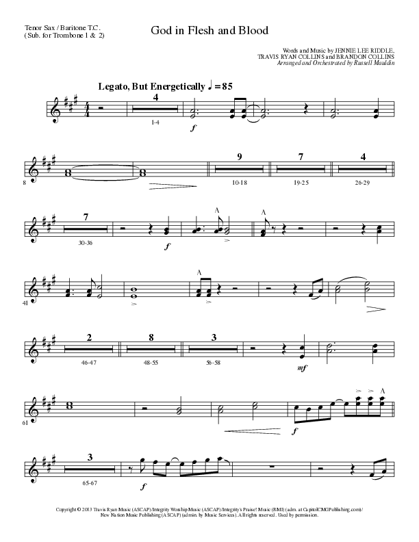 God In Flesh And Blood (Choral Anthem SATB) Tenor Sax/Baritone T.C. (Travis Ryan / Lillenas Choral / Arr. Russell Mauldin)
