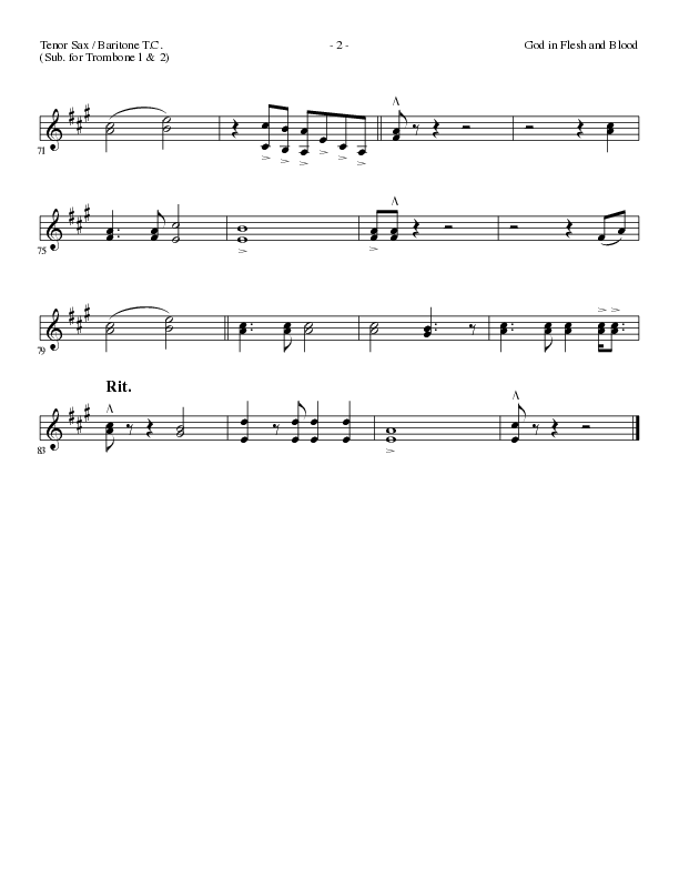 God In Flesh And Blood (Choral Anthem SATB) Tenor Sax/Baritone T.C. (Travis Ryan / Lillenas Choral / Arr. Russell Mauldin)