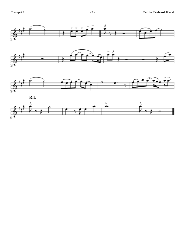 God In Flesh And Blood (Choral Anthem SATB) Trumpet 1 (Travis Ryan / Lillenas Choral / Arr. Russell Mauldin)