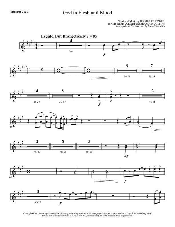 God In Flesh And Blood (Choral Anthem SATB) Trumpet 2/3 (Travis Ryan / Lillenas Choral / Arr. Russell Mauldin)