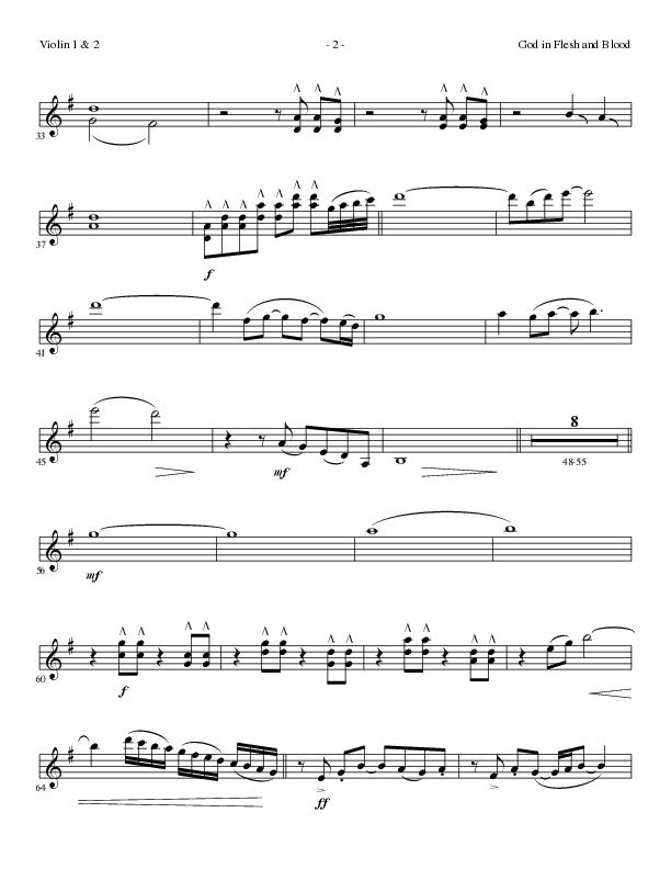 God In Flesh And Blood (Choral Anthem SATB) Violin 1/2 (Travis Ryan / Lillenas Choral / Arr. Russell Mauldin)