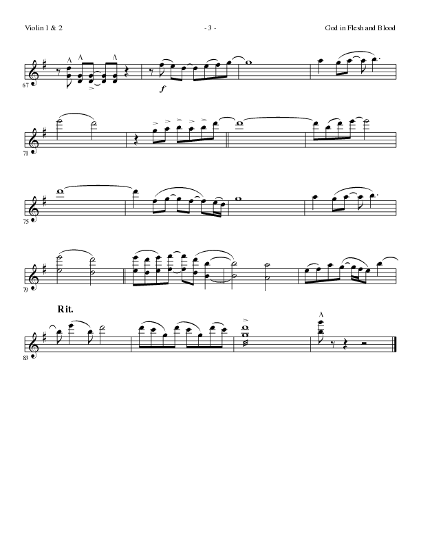 God In Flesh And Blood (Choral Anthem SATB) Violin 1/2 (Travis Ryan / Lillenas Choral / Arr. Russell Mauldin)