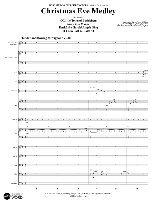 Christmas Eve Medley (Choral Anthem SATB) Orchestration (Word Music Choral / Arr. David Wise / Orch. David Shipps)
