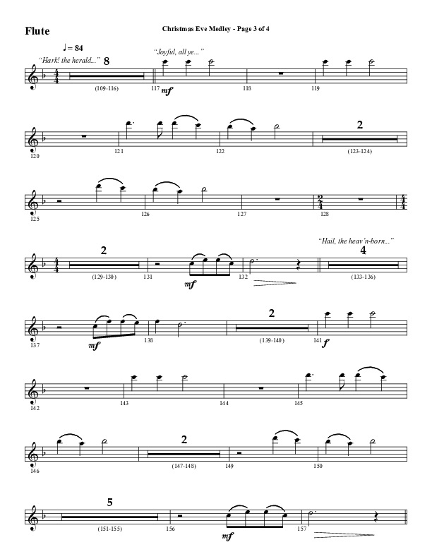 Christmas Eve Medley (Choral Anthem SATB) Flute (Word Music Choral / Arr. David Wise / Orch. David Shipps)