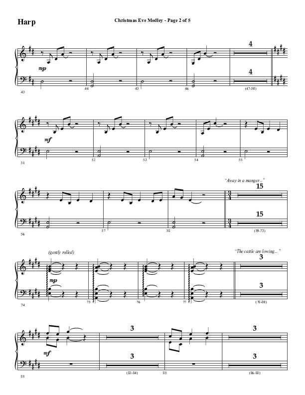 Christmas Eve Medley (Choral Anthem SATB) Harp (Word Music Choral / Arr. David Wise / Orch. David Shipps)