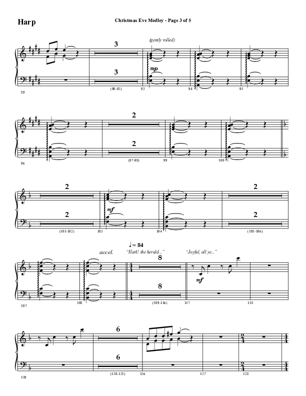 Christmas Eve Medley (Choral Anthem SATB) Harp (Word Music Choral / Arr. David Wise / Orch. David Shipps)