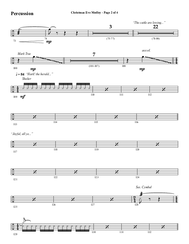 Christmas Eve Medley (Choral Anthem SATB) Percussion (Word Music Choral / Arr. David Wise / Orch. David Shipps)