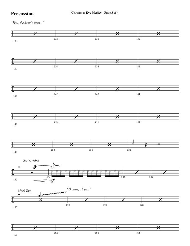 Christmas Eve Medley (Choral Anthem SATB) Percussion (Word Music Choral / Arr. David Wise / Orch. David Shipps)