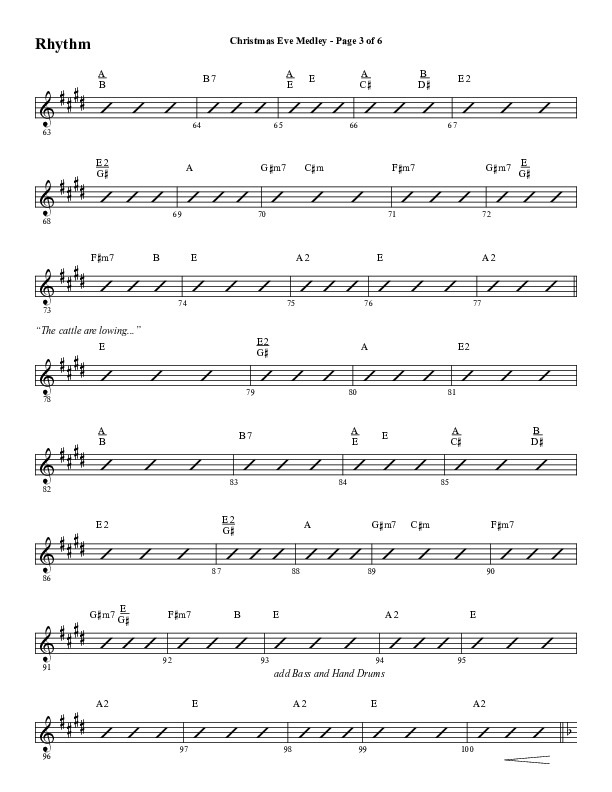 Christmas Eve Medley (Choral Anthem SATB) Rhythm Chart (Word Music Choral / Arr. David Wise / Orch. David Shipps)