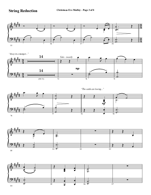 Christmas Eve Medley (Choral Anthem SATB) String Reduction (Word Music Choral / Arr. David Wise / Orch. David Shipps)