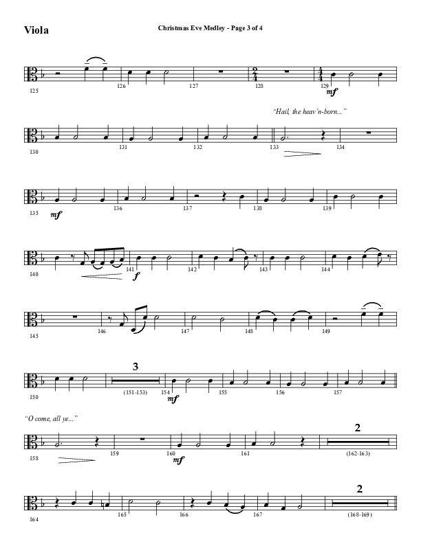 Christmas Eve Medley (Choral Anthem SATB) Viola (Word Music Choral / Arr. David Wise / Orch. David Shipps)