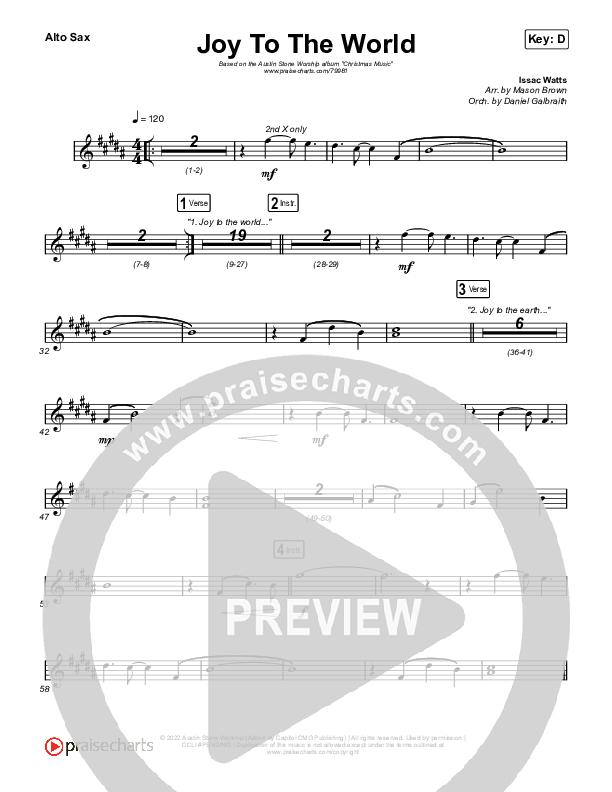 Joy To The World Alto Sax (Austin Stone Worship)