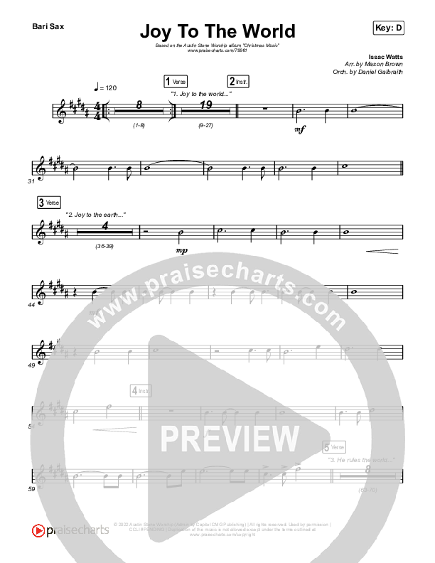 Joy To The World Bari Sax (Austin Stone Worship)