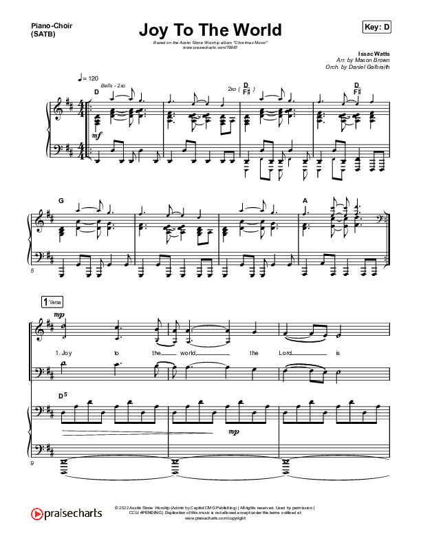 Joy To The World Piano/Vocal Pack (Austin Stone Worship)