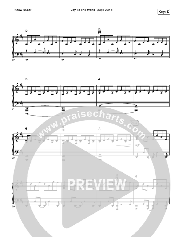 Joy To The World Piano Sheet (Austin Stone Worship)
