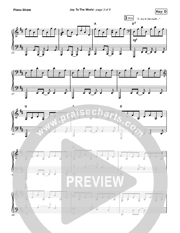 Joy To The World Piano Sheet (Austin Stone Worship)