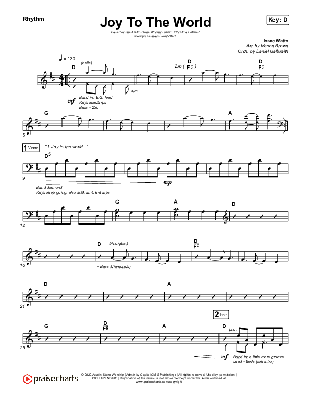 Joy To The World Rhythm Chart (Austin Stone Worship)