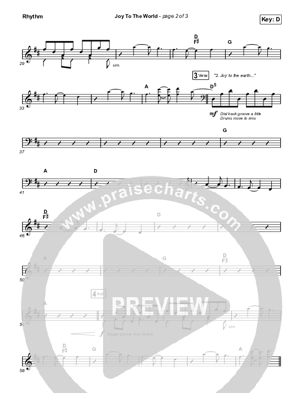 Joy To The World Rhythm Chart (Austin Stone Worship)