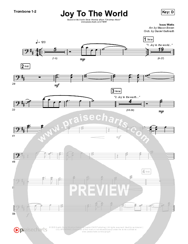 Joy To The World Trombone 1/2 (Austin Stone Worship)