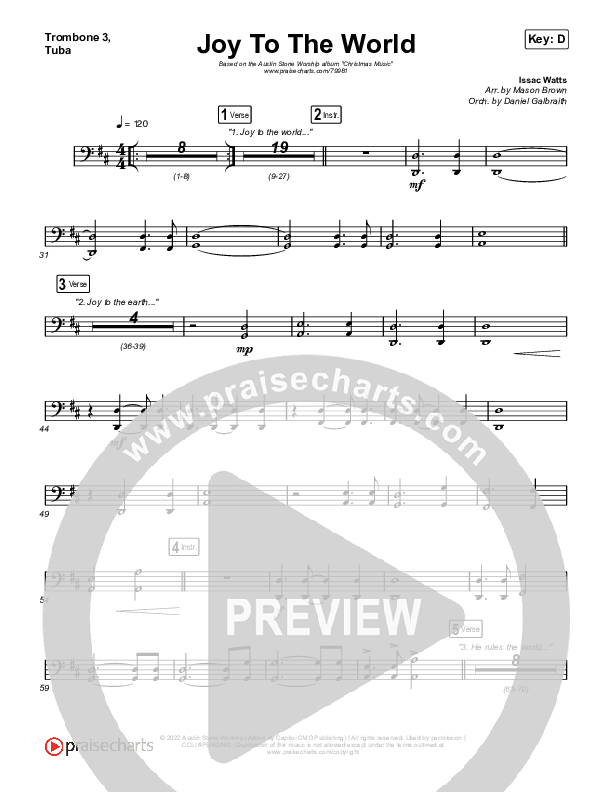 Joy To The World Trombone 3/Tuba (Austin Stone Worship)