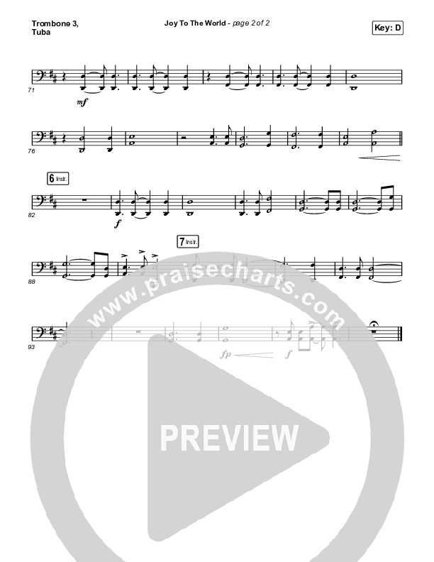 Joy To The World Trombone 3/Tuba (Austin Stone Worship)