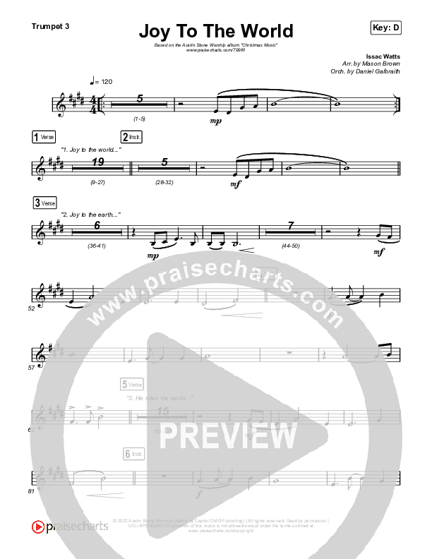 Joy To The World Trumpet 3 (Austin Stone Worship)