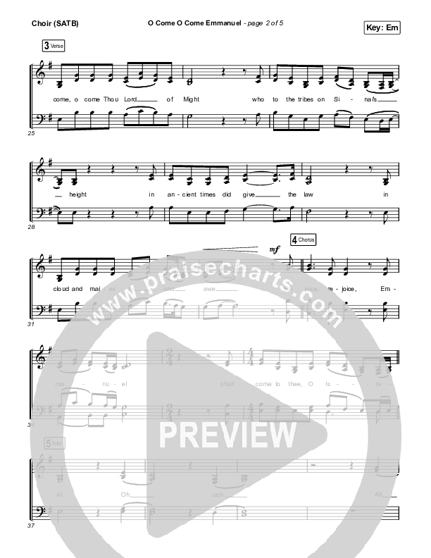 O Come O Come Emmanuel Choir Sheet (SATB) (Austin Stone Worship)