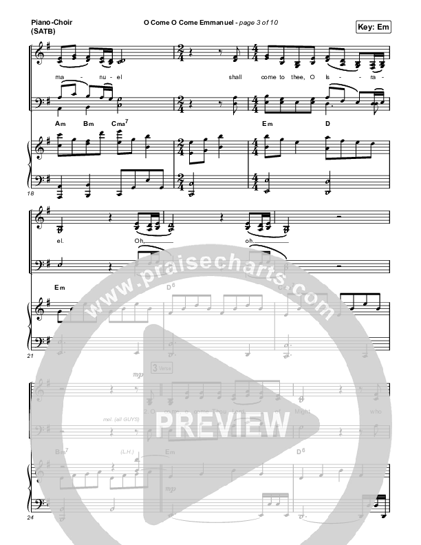 O Come O Come Emmanuel Piano/Vocal (SATB) (Austin Stone Worship)