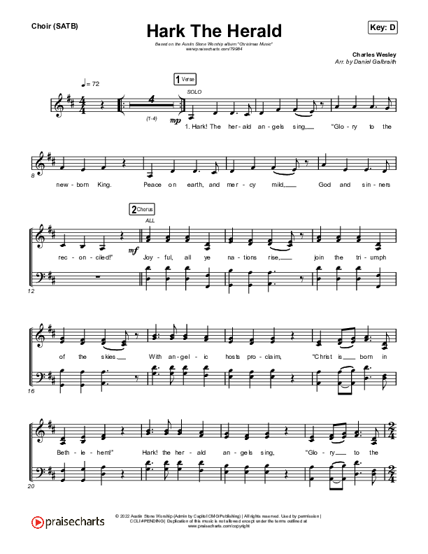 Hark The Herald Choir Sheet (SATB) (Austin Stone Worship)