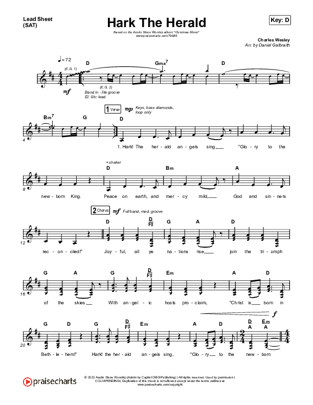 Hark The Herald Lead Sheet (SAT) (Austin Stone Worship)