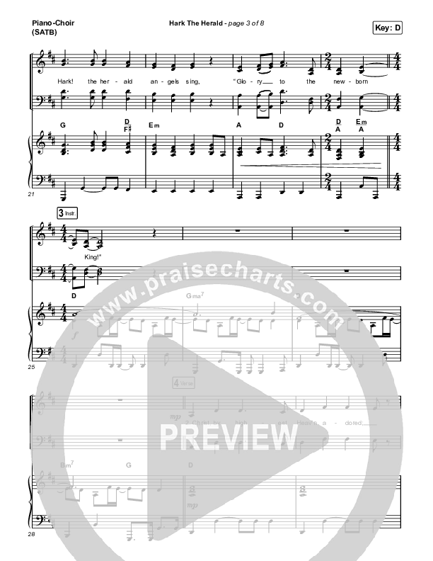 Hark The Herald Piano/Vocal (SATB) (Austin Stone Worship)