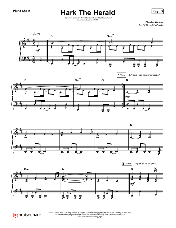 Hark The Herald Piano Sheet (Austin Stone Worship)