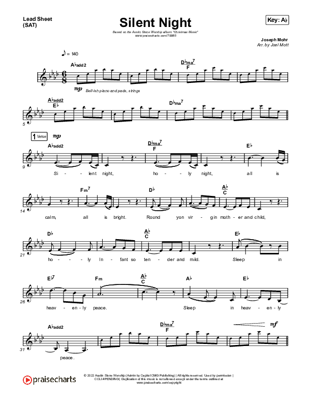 Silent Night Lead Sheet (SAT) (Austin Stone Worship)