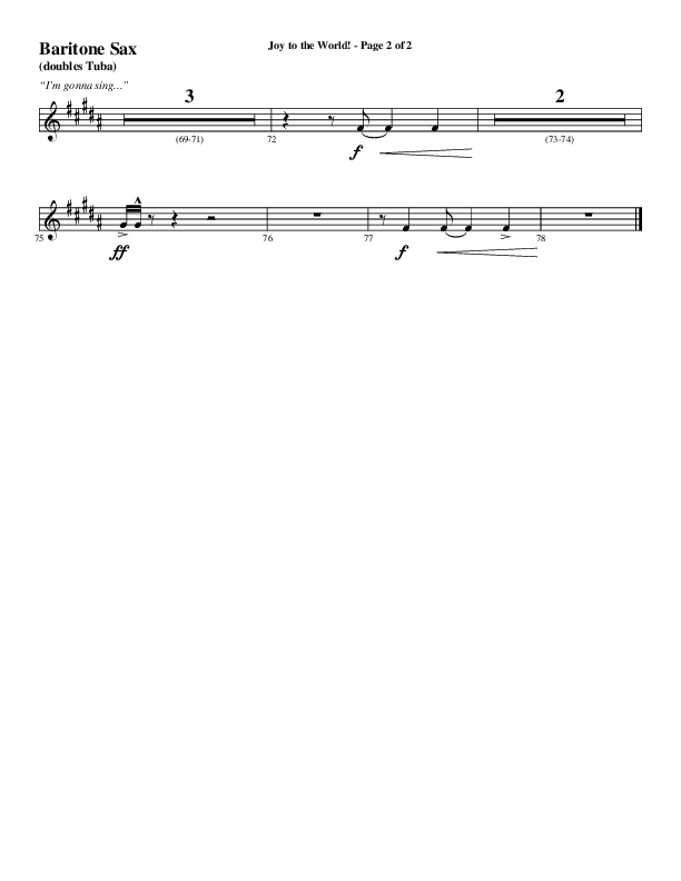 Joy To The World with Raise A Hallelujah (Choral Anthem SATB) Bari Sax (Word Music Choral / Arr. Cliff Duren)
