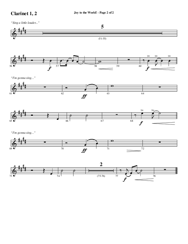 Joy To The World with Raise A Hallelujah (Choral Anthem SATB) Clarinet 1/2 (Word Music Choral / Arr. Cliff Duren)