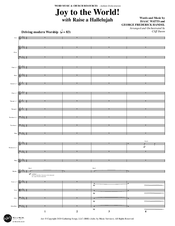 Joy To The World with Raise A Hallelujah (Choral Anthem SATB) Orchestration (Word Music Choral / Arr. Cliff Duren)