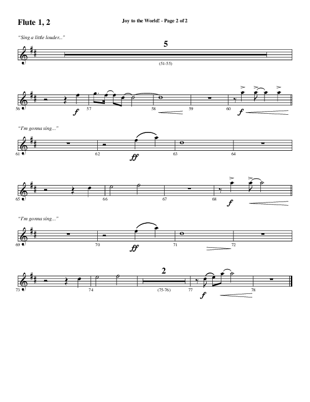 Joy To The World with Raise A Hallelujah (Choral Anthem SATB) Flute 1/2 (Word Music Choral / Arr. Cliff Duren)