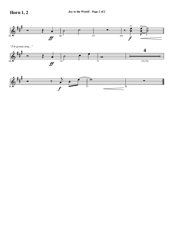 Joy To The World with Raise A Hallelujah (Choral Anthem SATB) French Horn 1/2 (Word Music Choral / Arr. Cliff Duren)