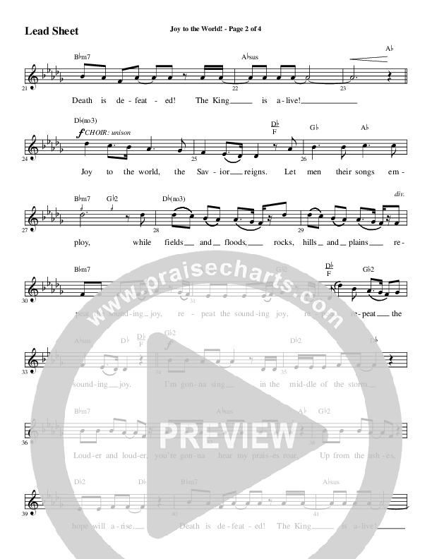 Joy To The World with Raise A Hallelujah (Choral Anthem SATB) Lead Sheet (Melody) (Word Music Choral / Arr. Cliff Duren)