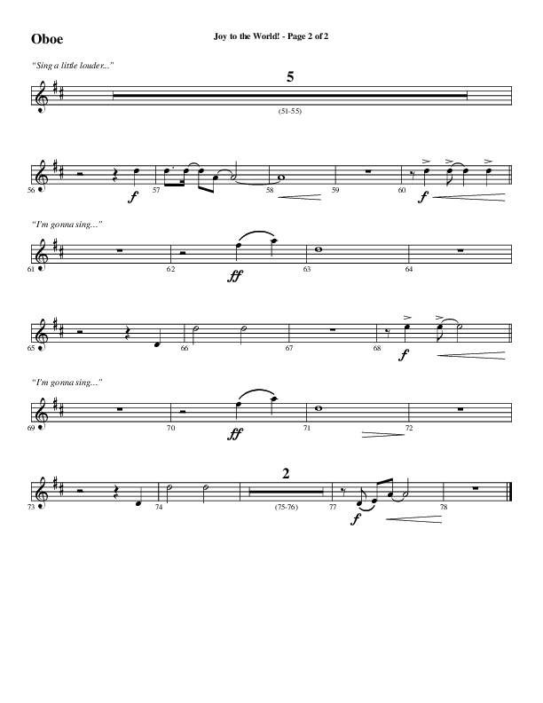 Joy To The World with Raise A Hallelujah (Choral Anthem SATB) Oboe (Word Music Choral / Arr. Cliff Duren)