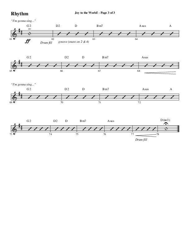Joy To The World with Raise A Hallelujah (Choral Anthem SATB) Rhythm Chart (Word Music Choral / Arr. Cliff Duren)