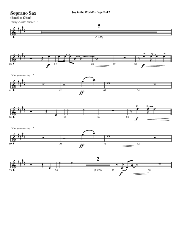 Joy To The World with Raise A Hallelujah (Choral Anthem SATB) Soprano Sax (Word Music Choral / Arr. Cliff Duren)
