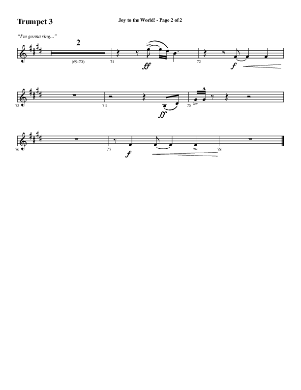 Joy To The World with Raise A Hallelujah (Choral Anthem SATB) Trumpet 3 (Word Music Choral / Arr. Cliff Duren)