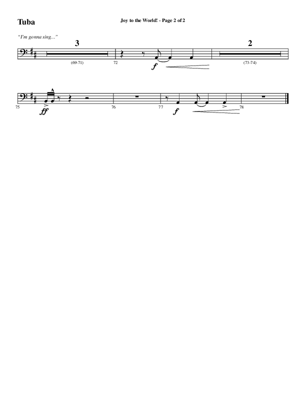 Joy To The World with Raise A Hallelujah (Choral Anthem SATB) Tuba (Word Music Choral / Arr. Cliff Duren)
