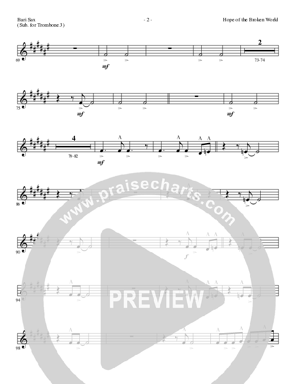 Hope Of The Broken World (Choral Anthem SATB) Bari Sax (Lillenas Choral / Arr. David Clydesdale)