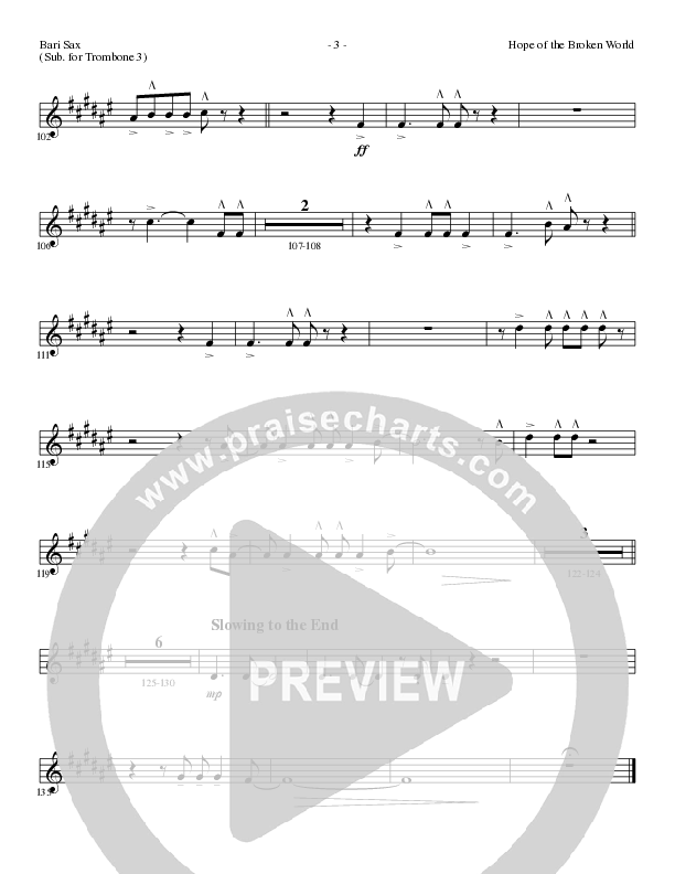 Hope Of The Broken World (Choral Anthem SATB) Bari Sax (Lillenas Choral / Arr. David Clydesdale)